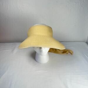Pineapple & Star Vienna Straw Sun Visor Hat Rollable Open Top UPF 50 NWT